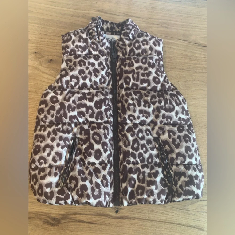 Justice‎ Animal Print Winter Vest Full Zip Tan Brown Girls 14 Preloved